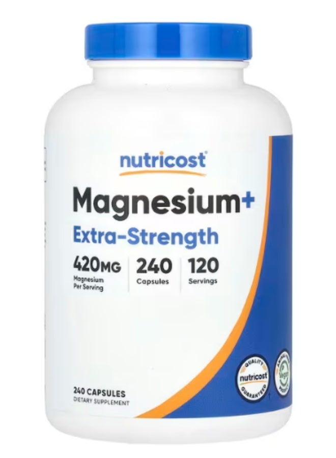 نوتريكوست، مغنيسيوم+، قوة إضافية، 240 كبسولة (210 ملغ لكل كبسولة)